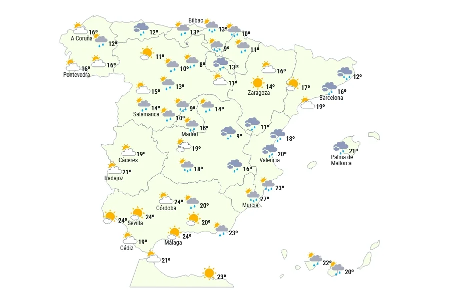 Lluvias en zona centro y norte de España. Riesgo de goteras
